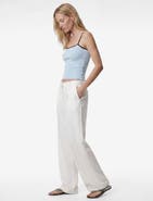 Koton Linen Blend Pleated Tailored Wide Leg Pants