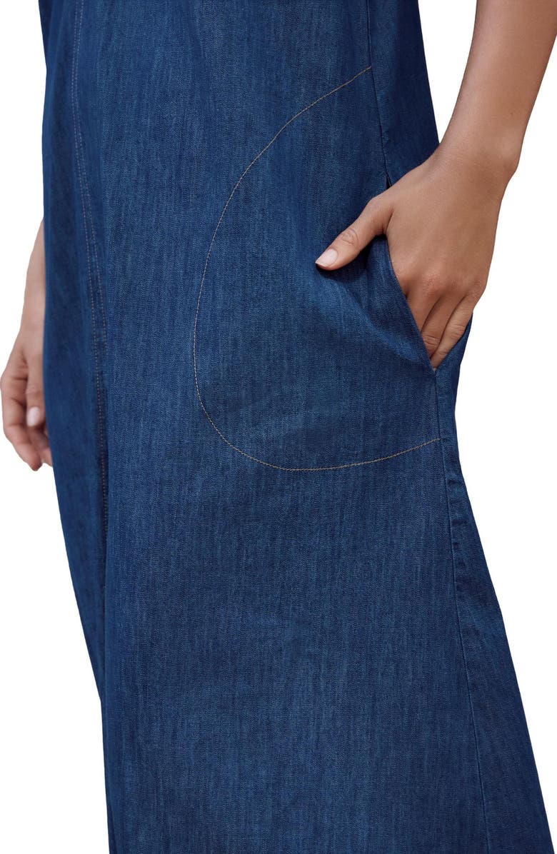 NEXT V-Neck Denim Maxi Dress with Pockets, Alternate, color,