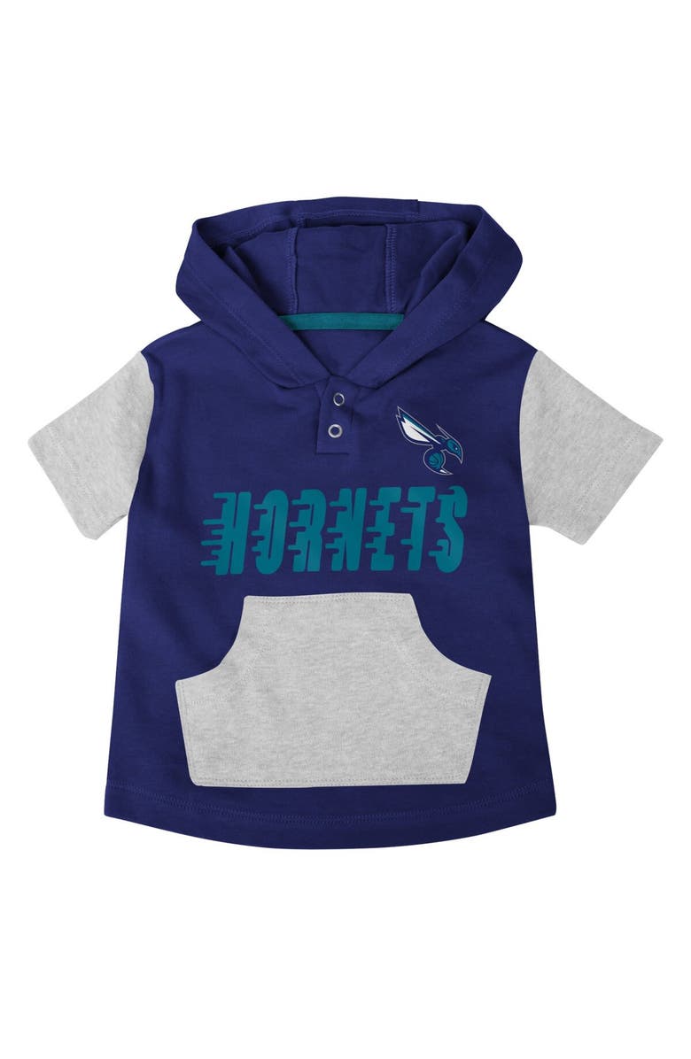Outerstuff Infant Teal/Purple/Gray Charlotte Hornets Bank Shot Bodysuit, Hoodie T-Shirt & Shorts Set, Alternate, color, Teal