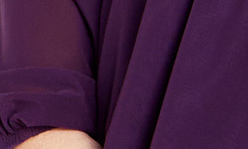 City Chic Nia Sheer Sleeve Top In Purple