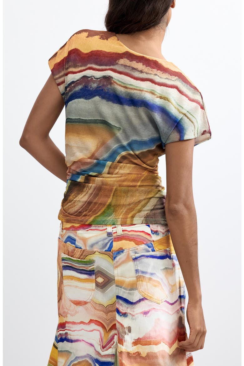 Ruched Short Sleeve T-Shirt, Alternate, color, MULTI