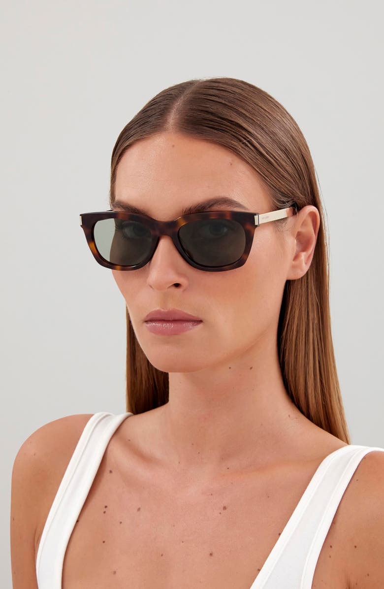 Saint Laurent 51mm Square Sunglasses, Alternate, color, Havana