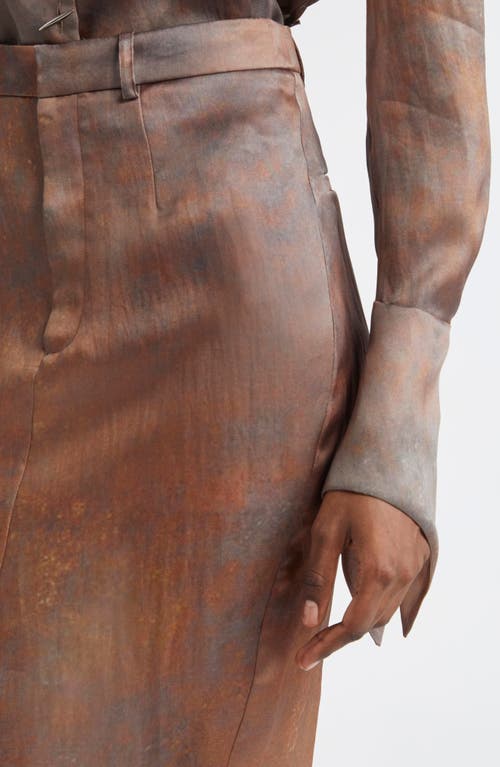 Grace Ling Pillar Silk Organza Maxi Skirt In Rust Brown