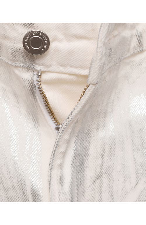 Mango Metallic Finish Wide Leg Jeans In White