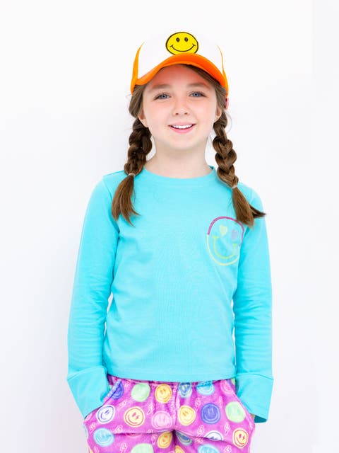Smiley Face Embroidered Long Sleeve T-Shirt