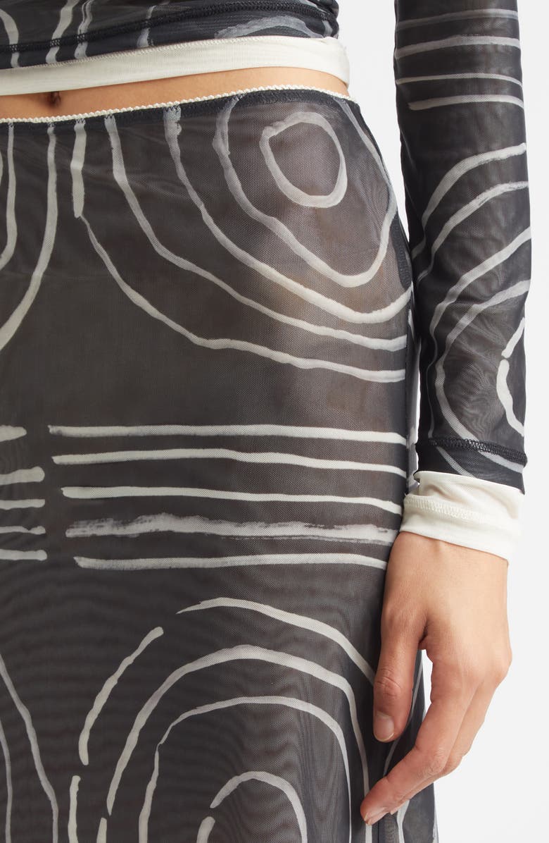 Eckhaus Latta Duet Double Layer Micromesh Skirt, Alternate, color, Gesture