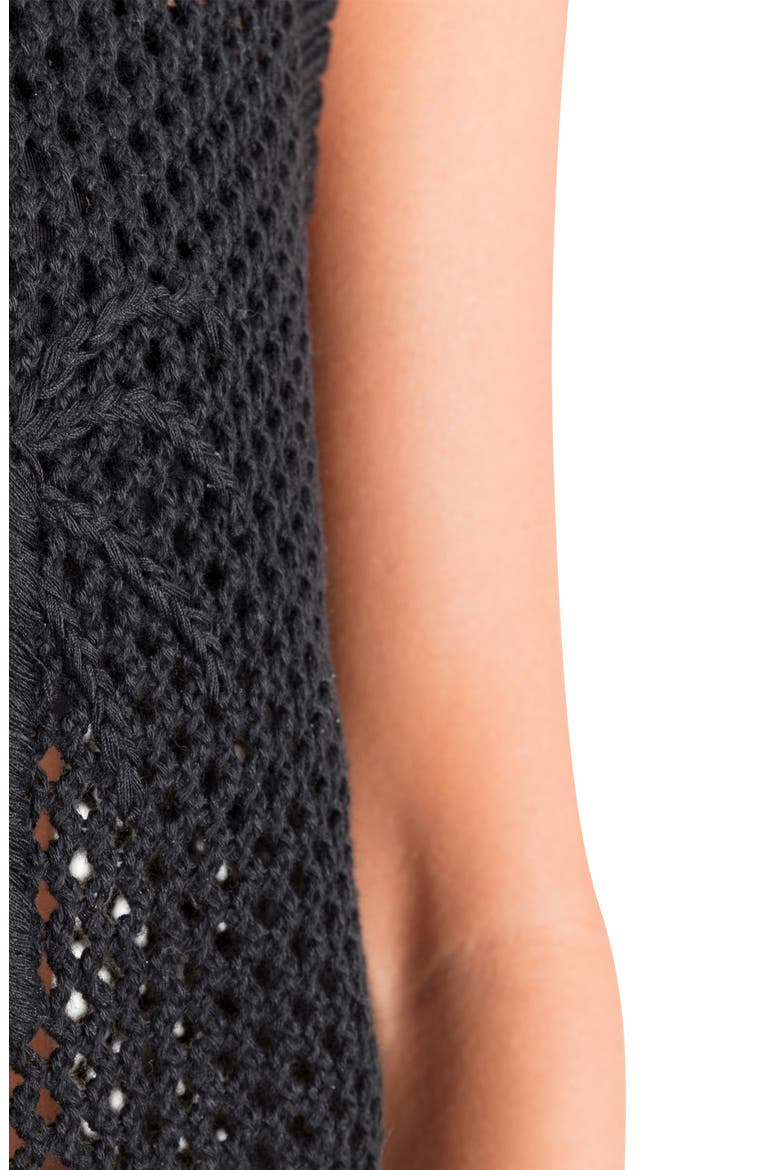 Embroidered Sheer Cover-Up Crop Top, Alternate, color, BLACK