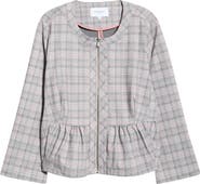 Liverpool Los Angeles Plaid Peplum Zip Jacket
