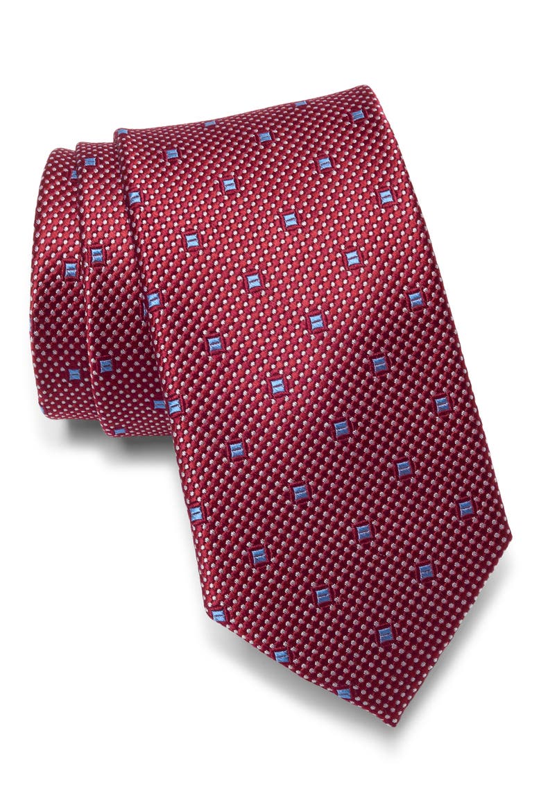 Sandoway Neat Silk Tie, Main, color, BURGUNDY