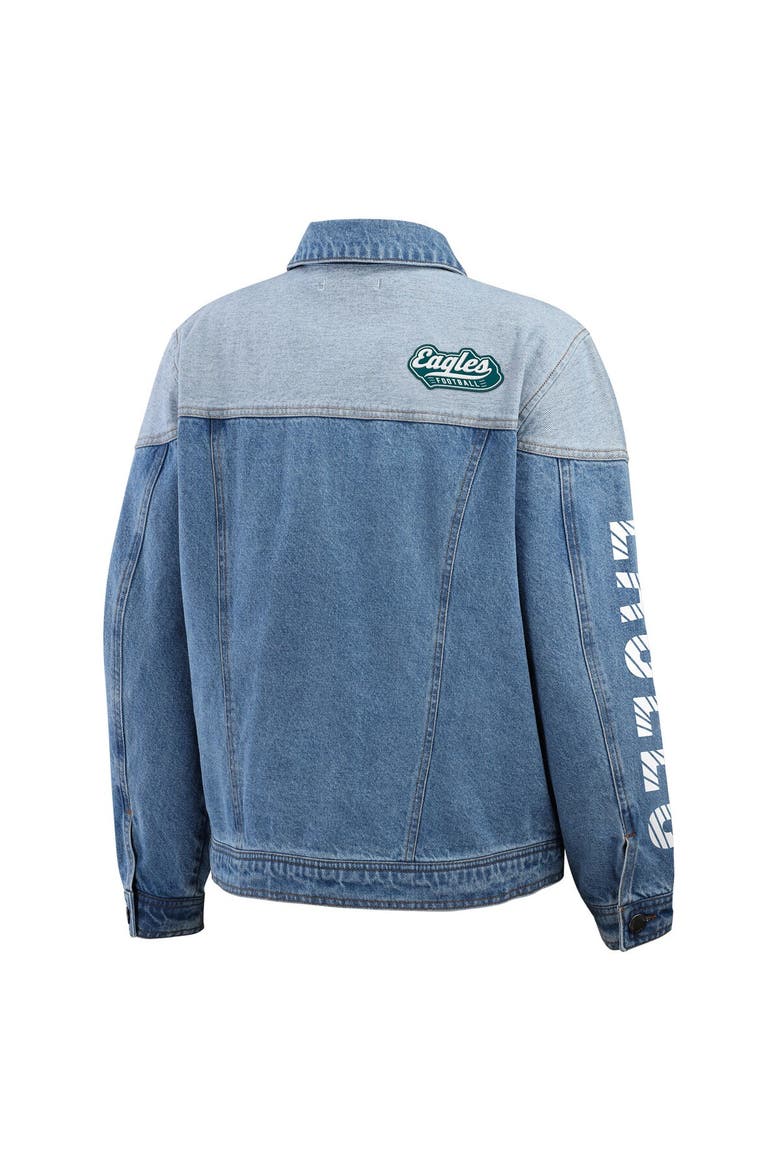 Women's WEAR by Erin Andrews  Philadelphia Eagles Full-Button Denim Jacket, Alternate, color, Denim