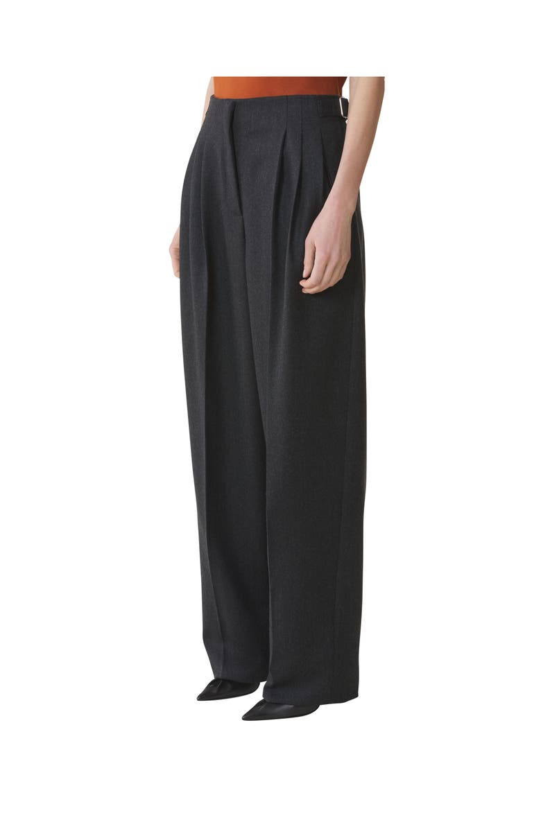 Lanvin Wide-Leg Flannel Pants, Alternate, color, Anthracite