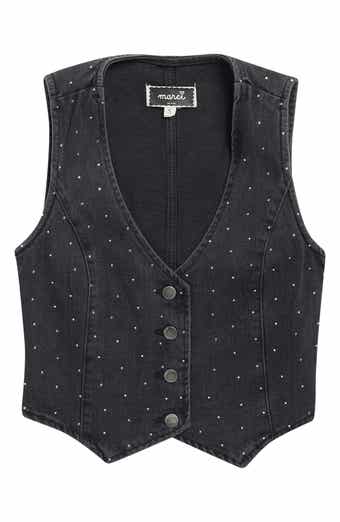Kids' Crystal Embellished Denim Button-Up Vest