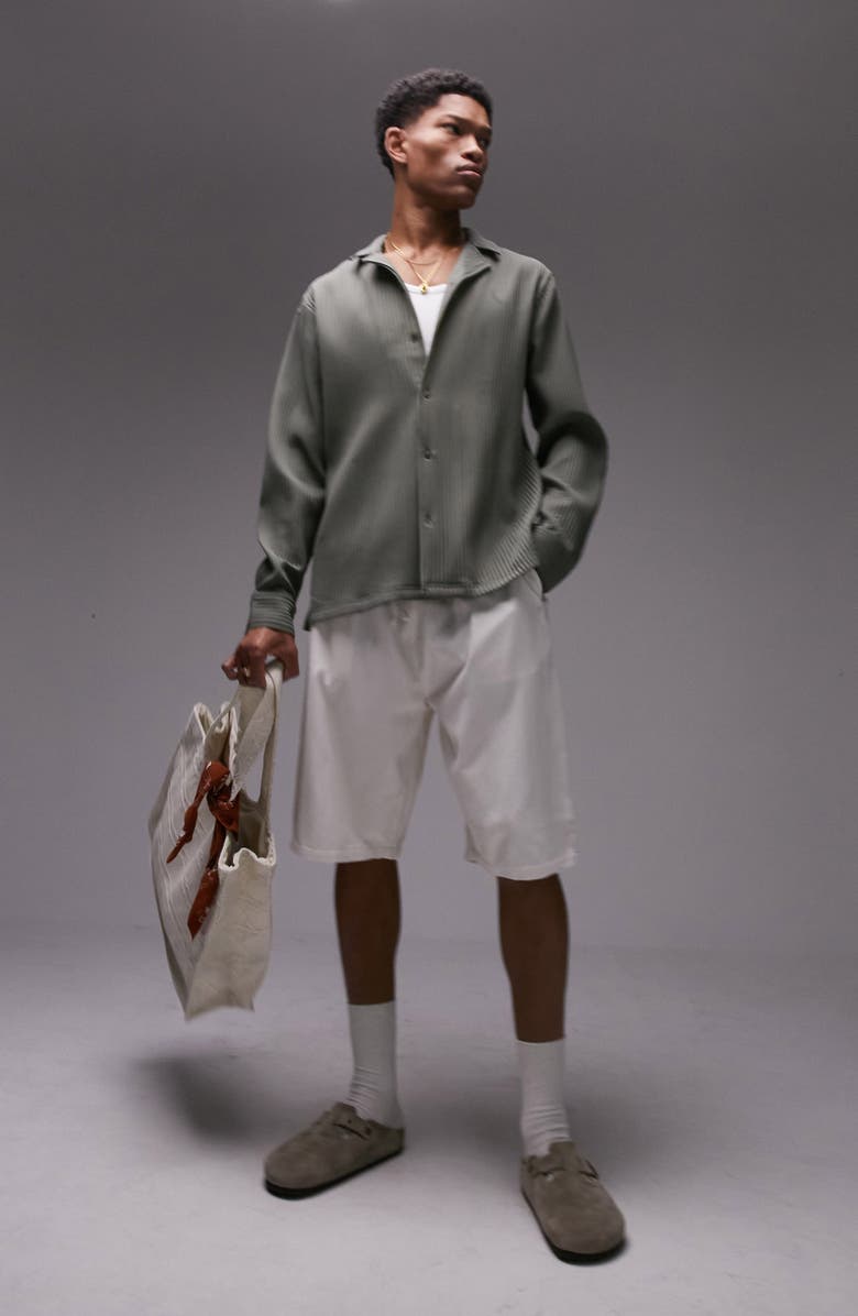 Topman Plissé Button-Up Shirt, Alternate, color,