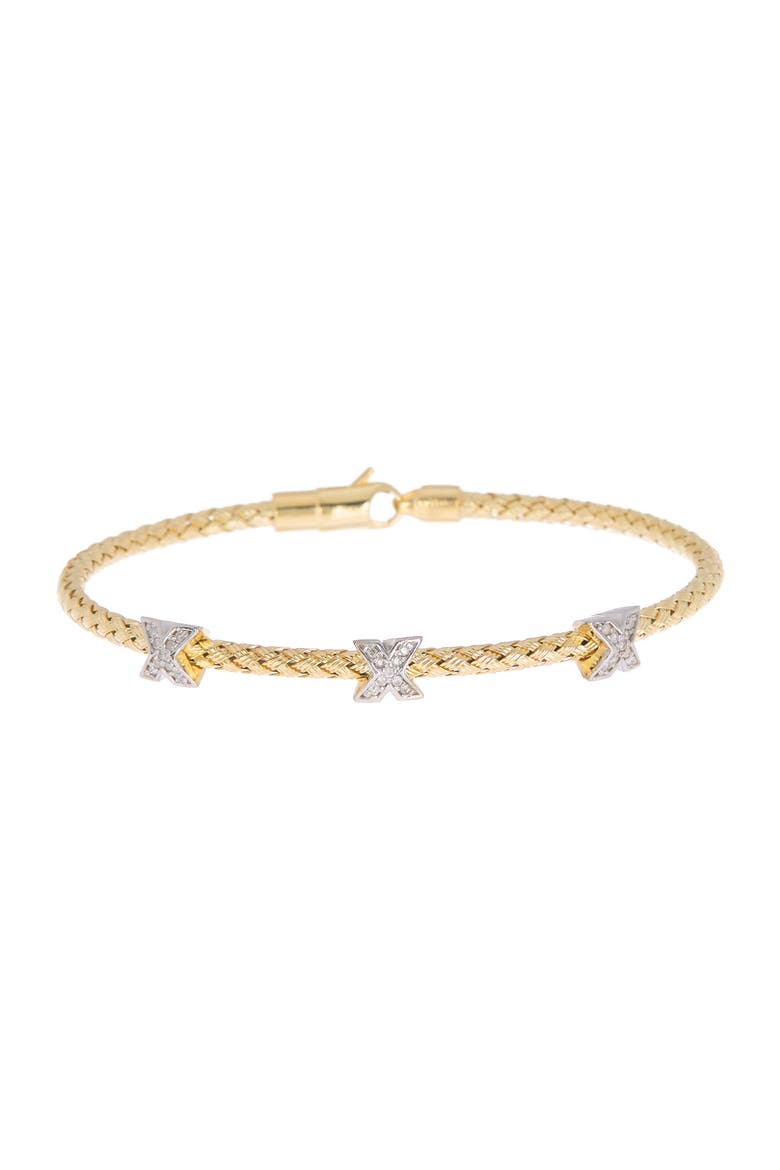 18K Gold Vermeil Braided Diamond Cuff Bracelet - 0.20 ctw, Main, color, YELLOW