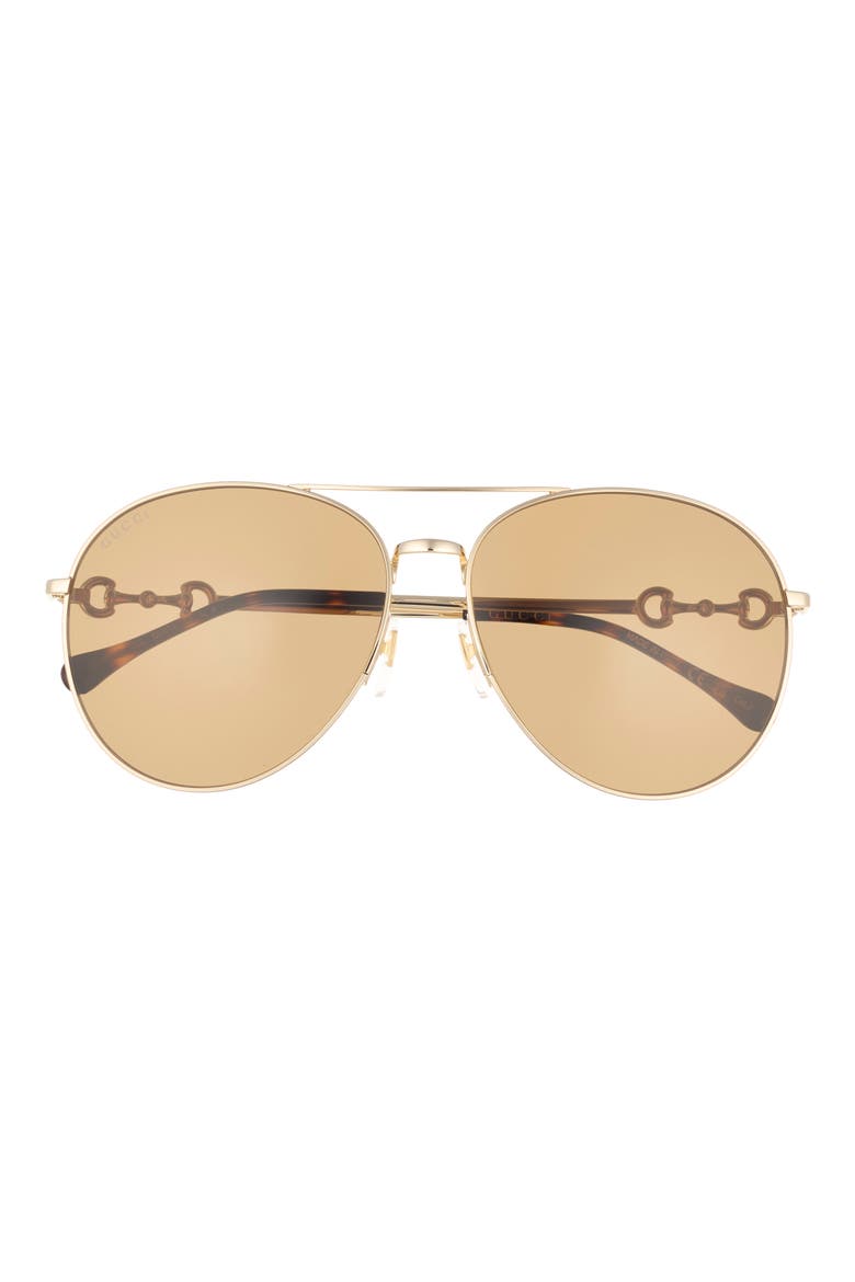 60mm Aviator Sunglasses, Main, color, GOLD GOLD BROWN
