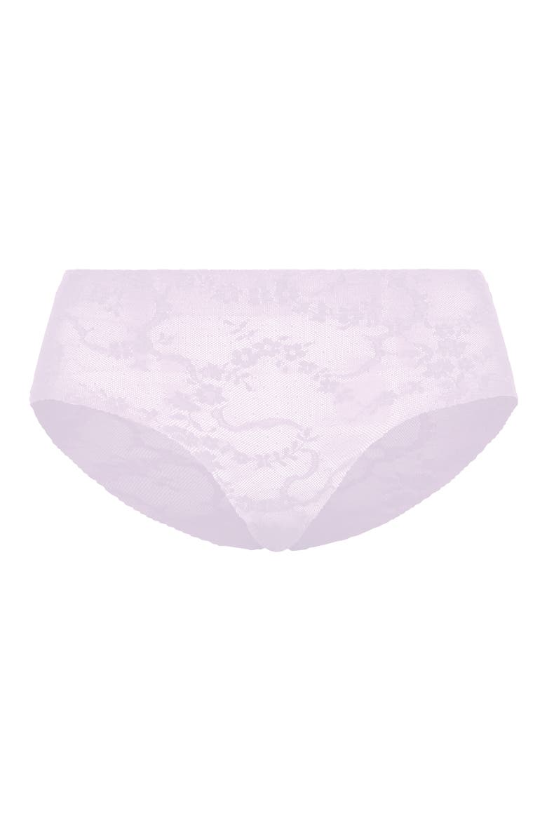 No-Show Lace Hipster Briefs, Alternate, color, LILAC FLEUR