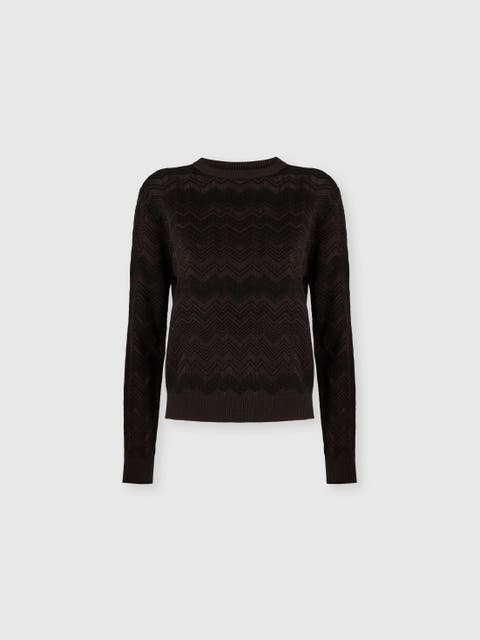 Crew Neck Sweater With Chevron Pattern