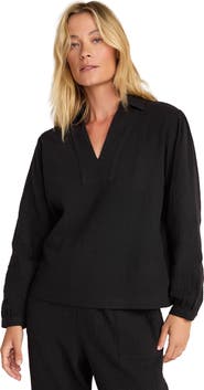 Haven Well Within Textured Cotton Gauze Collared Top
