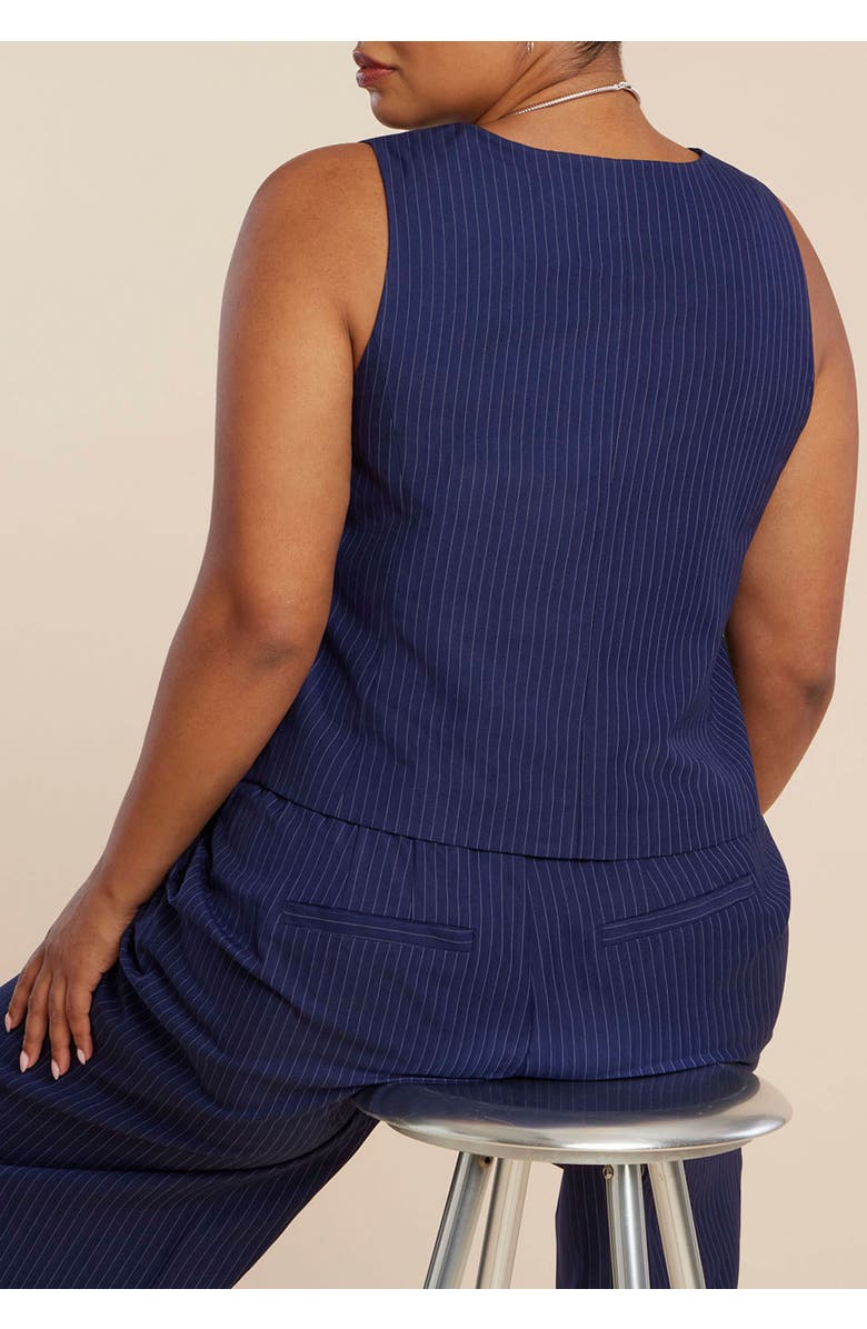 ELOQUII Pinstripe Suit Vest, Alternate, color, Navy Pinstripe