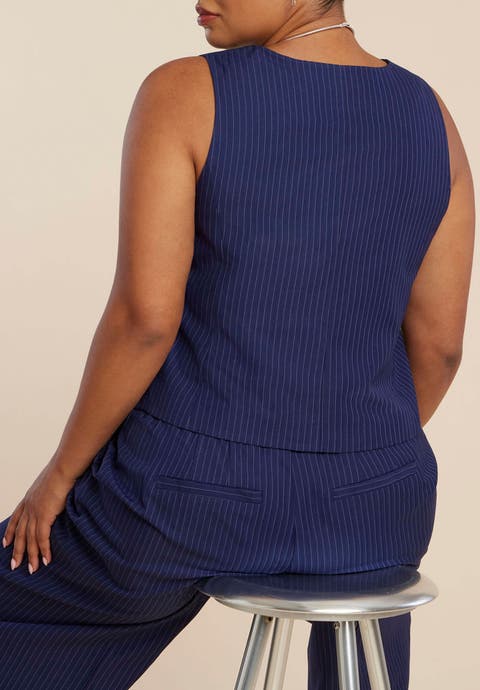 Pinstripe Suit Vest (Plus)