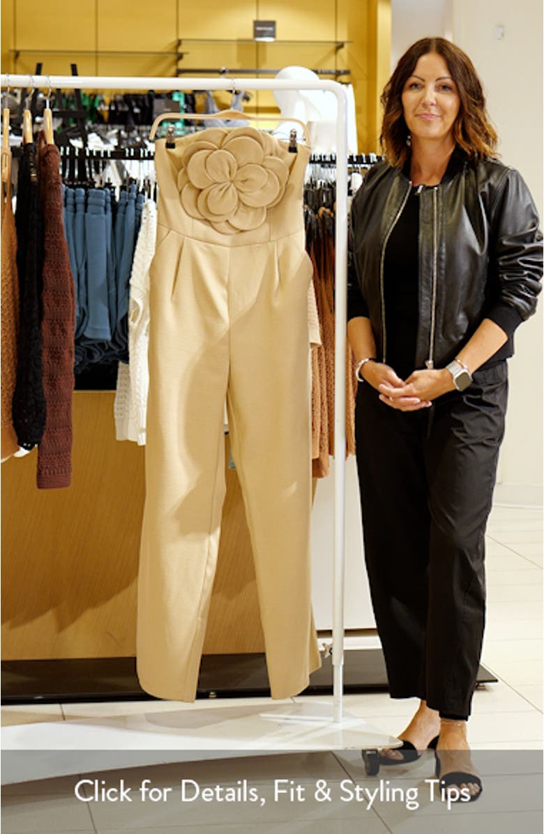 Floral Appliqué Strapless Jumpsuit, sales video thumbnail