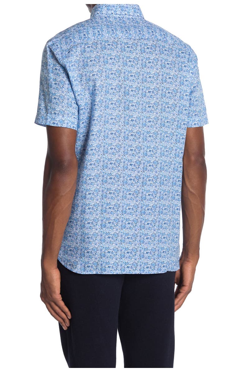 Toscano Short Sleeve Floral Printed Linen Blend Shirt, Alternate, color, 