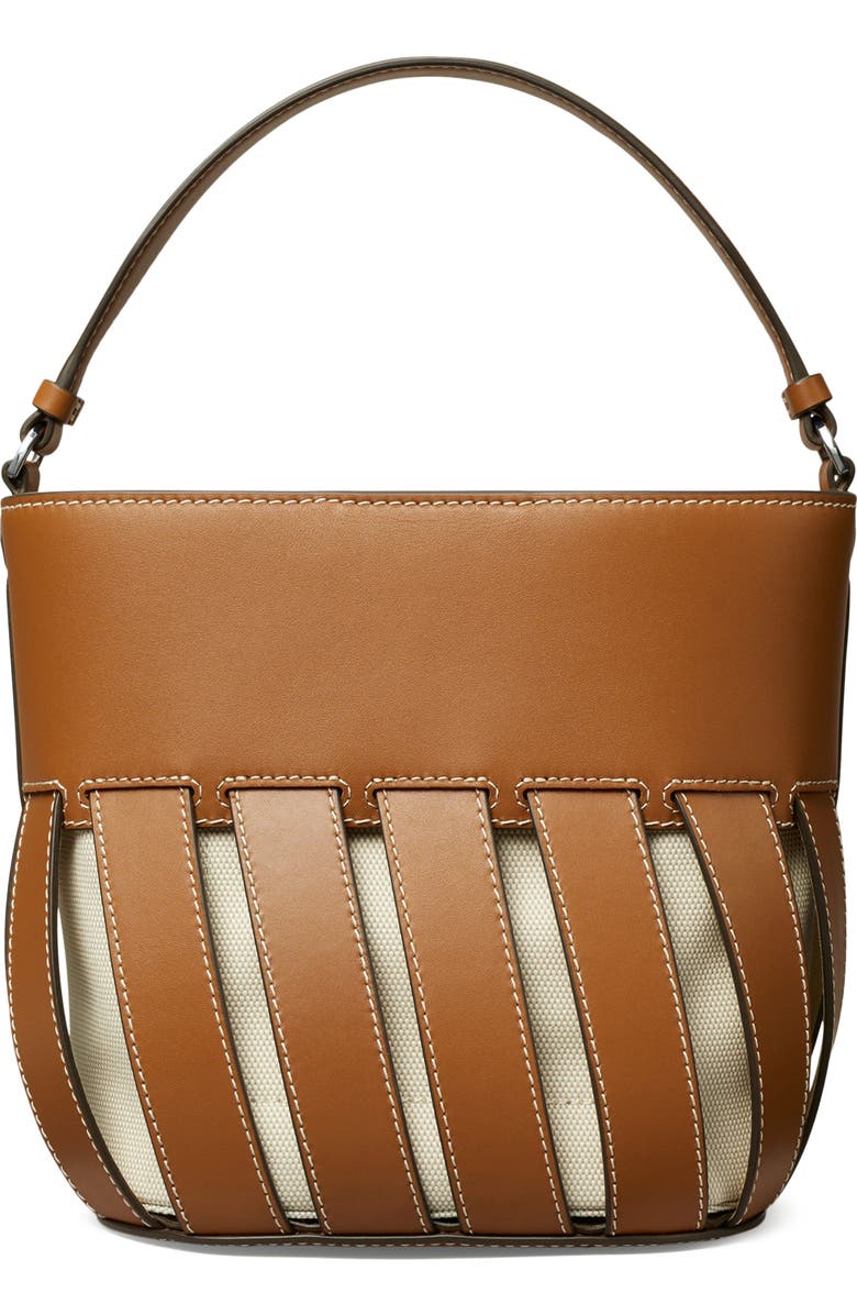 Tory Burch Small McGraw Stripe Leather Bucket Bag, Alternate, color,