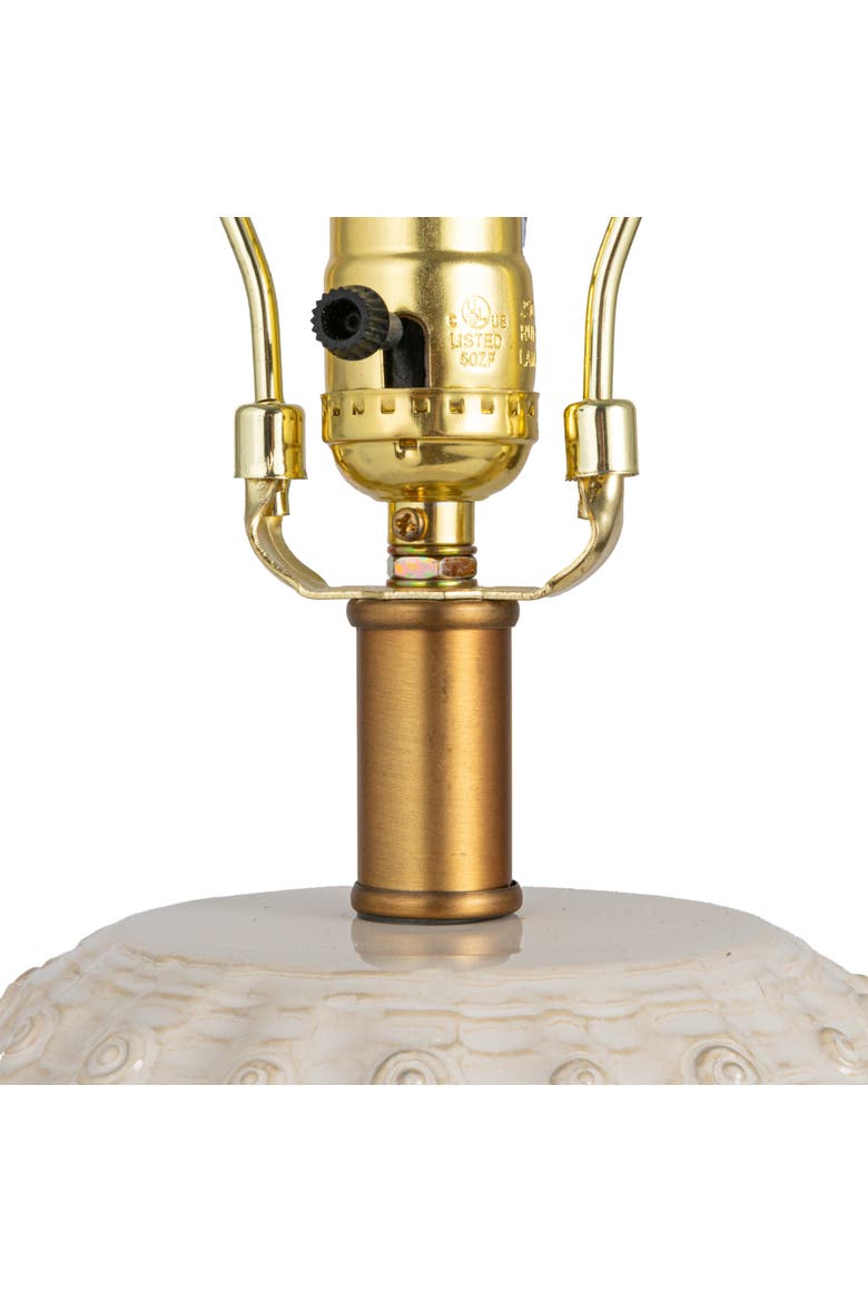 Stoneware Globe Table Lamp with Cream Crackle Glaze and Natural Linen Shade, Alternate, color, Ivory