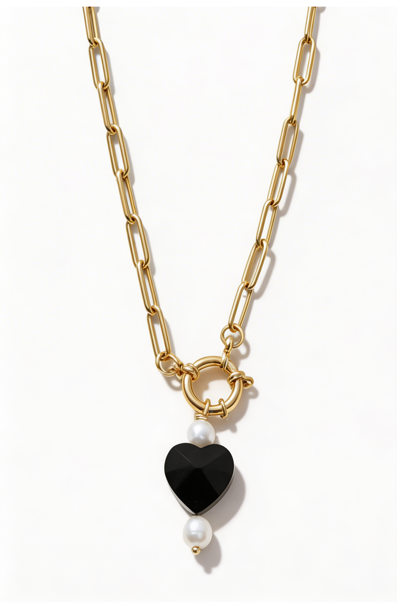 Joey Baby Heart Drop 18K Gold Plated Chain Necklace And Hoop Earring Set, Alternate, color, Metallic Gold