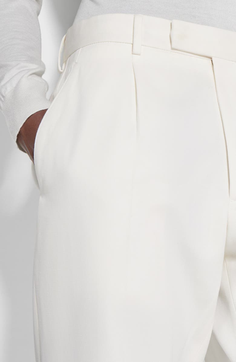 ZEGNA Pleat Front Cotton & Wool Trousers, Alternate, color,