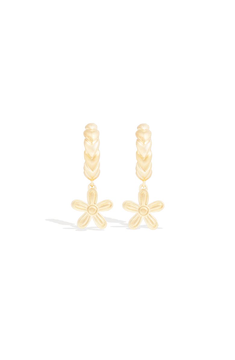 Campbell + Charlotte Juju Flower Charm Huggie, Alternate, color, Gold