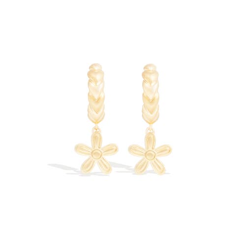 Campbell + Charlotte Juju Flower Charm Huggie In Gold
