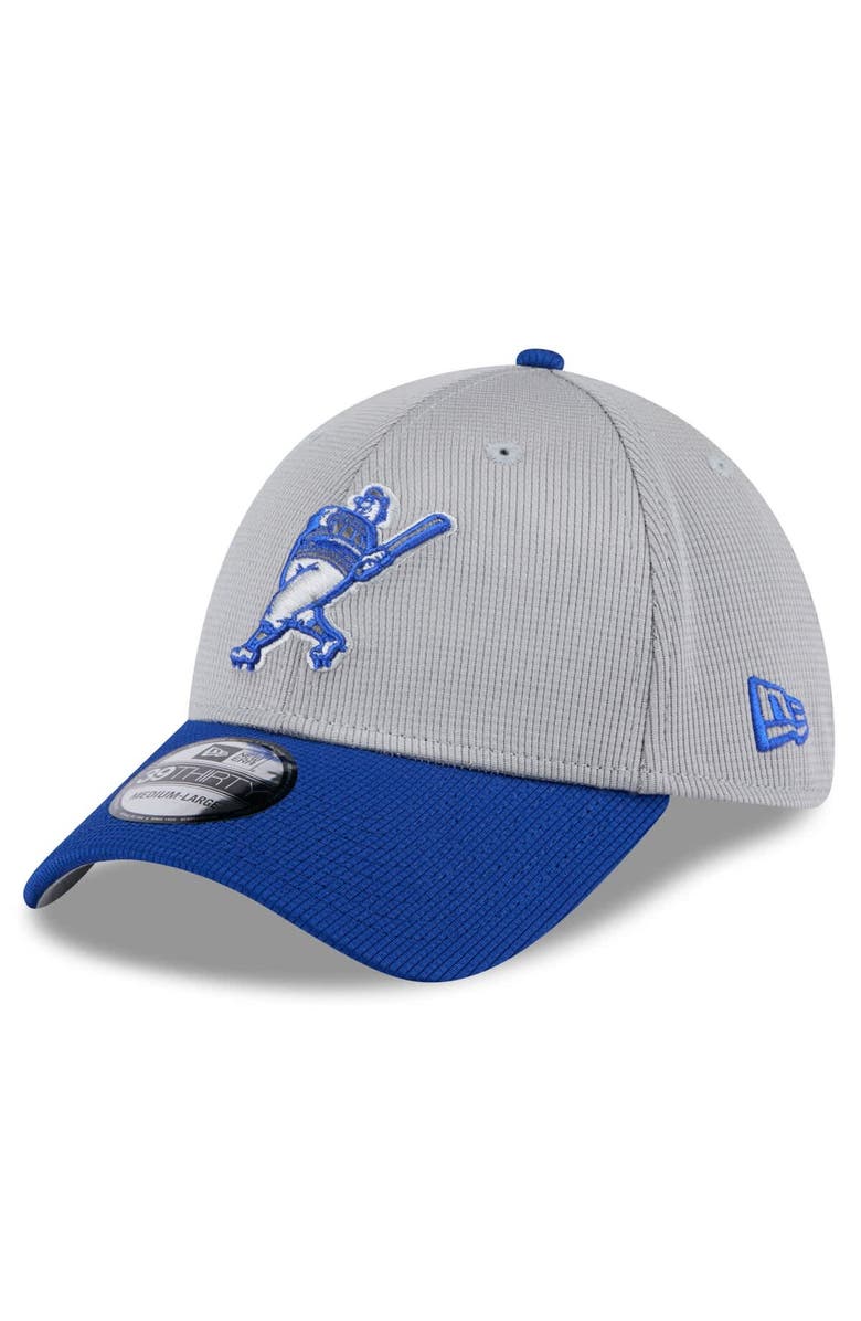 New Era Men's New Era Gray/Royal Milwaukee Brewers 2025 Batting Practice 39THIRTY Flex Hat, Main, color,