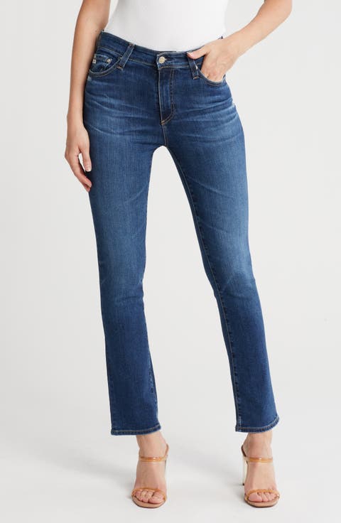 Mari High Waist Ankle Slim Straight Leg Jeans