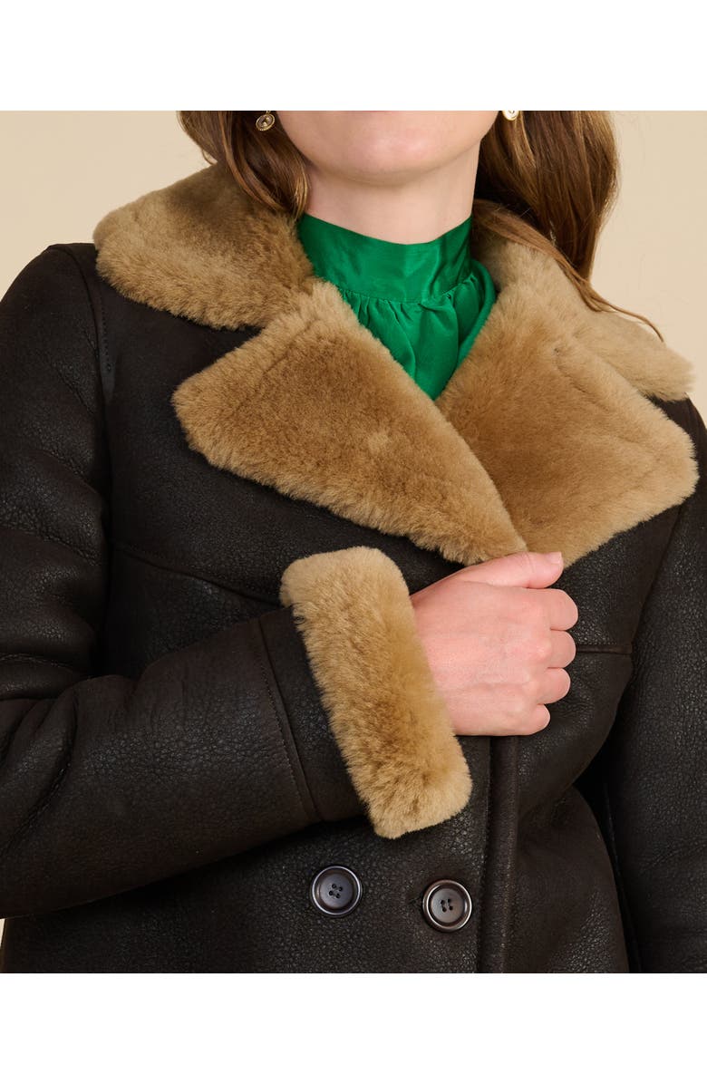 Furniq UK Chelsea Shearling Peacoat, Alternate, color, Brown