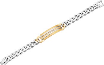 Men's Goldtone Plated Stainless Steel Diamond Cross Necklace & Bracelet 2-Piece Set - 0.1 ctw.
