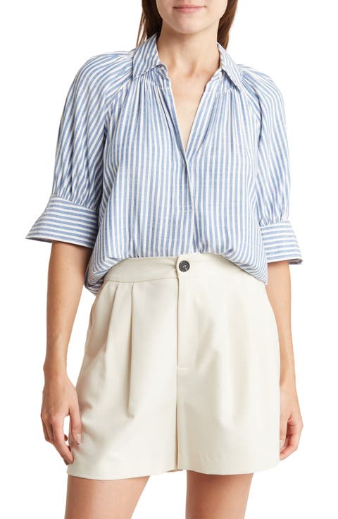 Stripe Short Sleeve Blouse