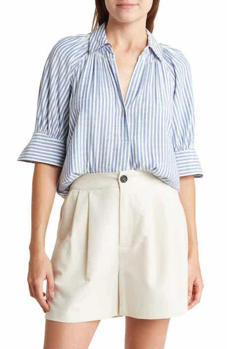 MAX STUDIO Stripe Short Sleeve Blouse