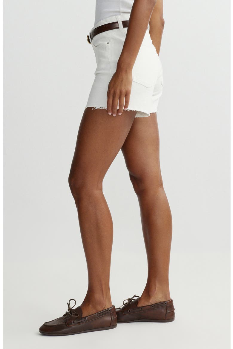Zoie High Rise Raw Hem Relaxed Denim Shorts, Alternate, color, WHITE
