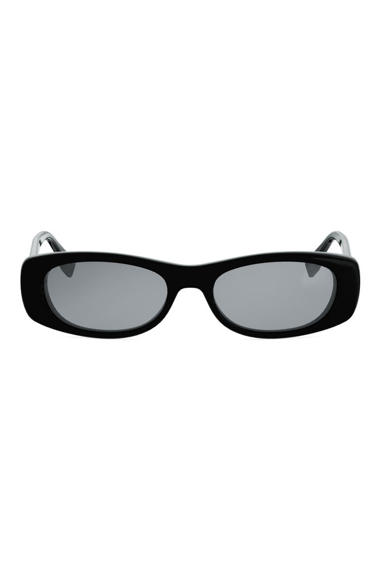 FF Squared 53mm Oval Sunglasses, Main, color, SHINY BLACK / SMOKE