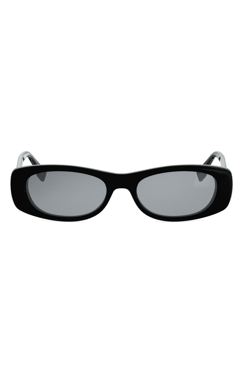 Fendi FF Squared 53mm Oval Sunglasses, Main, color, Shiny Black / Smoke