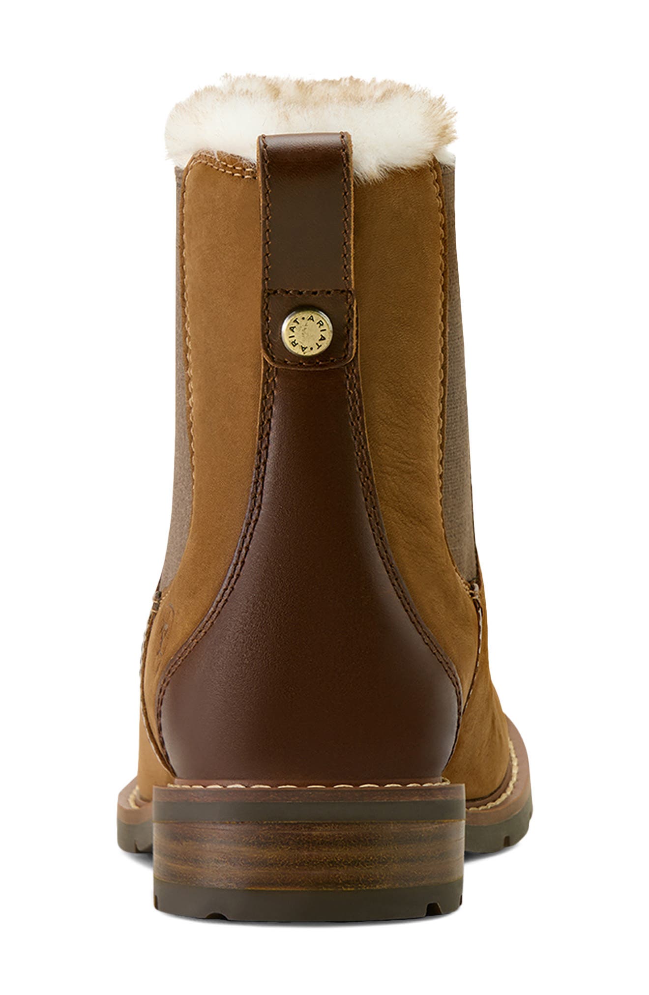 Ariat Wexford Genuine Shearling Waterproof Chelsea Boot, Alternate, color, Amber Brown