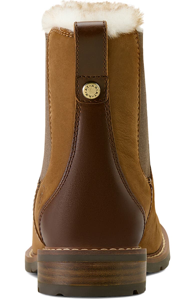 Ariat Wexford Genuine Shearling Waterproof Chelsea Boot, Alternate, color, Amber Brown