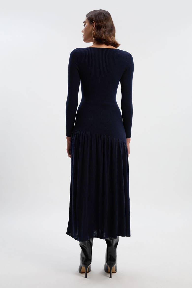 Wool Blend Sheer Knitted Skirt Dress, Alternate, color, Ink