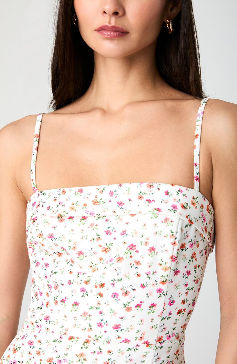 French Connection Echo Floral Crepe Midi Dress, Alternate, color, Cerise Pink Multi