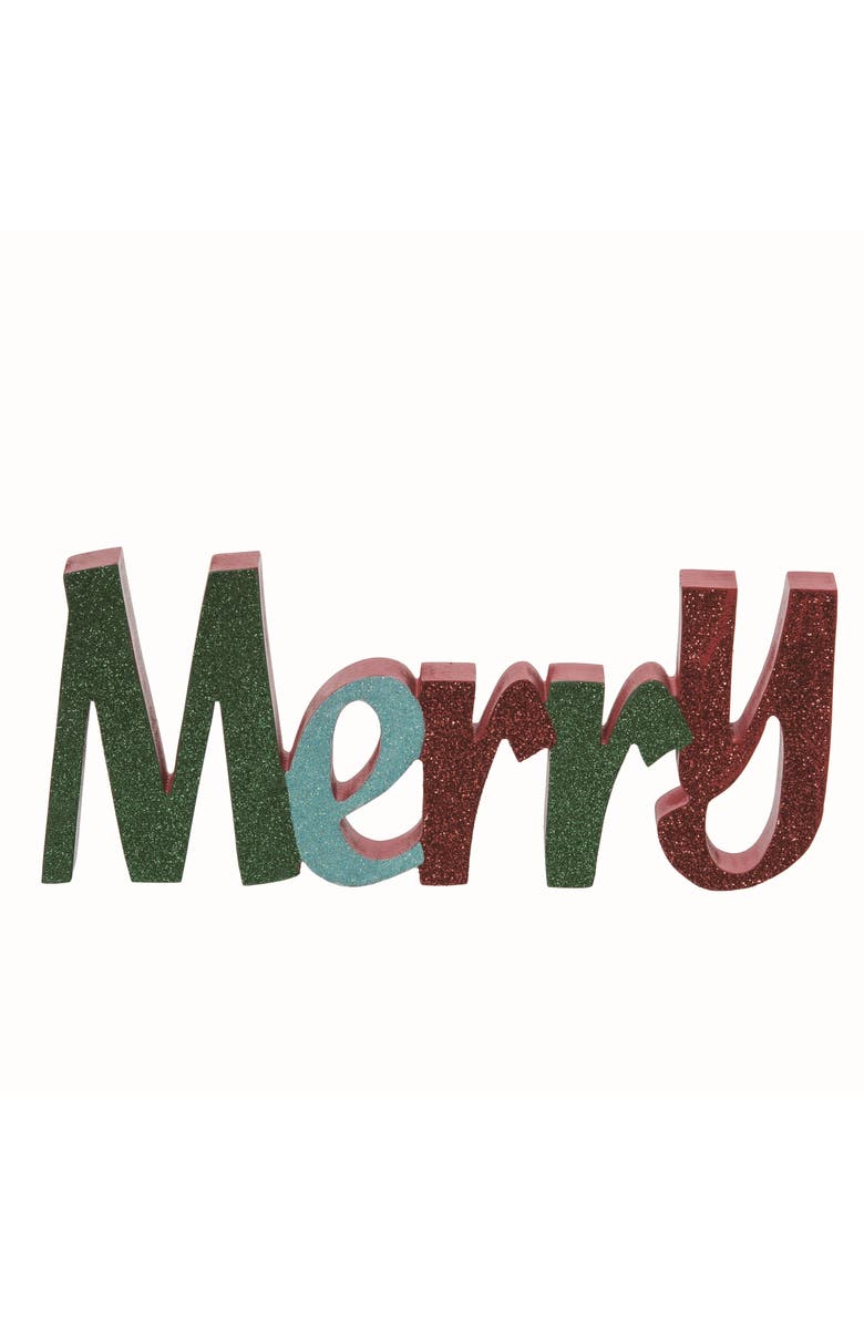 Transpac Wood Multicolor Christmas Merry Glitz Decor, Main, color, Red