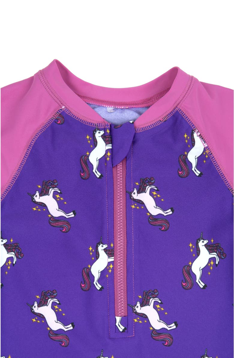 Leveret Baby One-Piece Rashguard, UPF 50+ Sun Protection Swimwear, Alternate, color, Unicorn