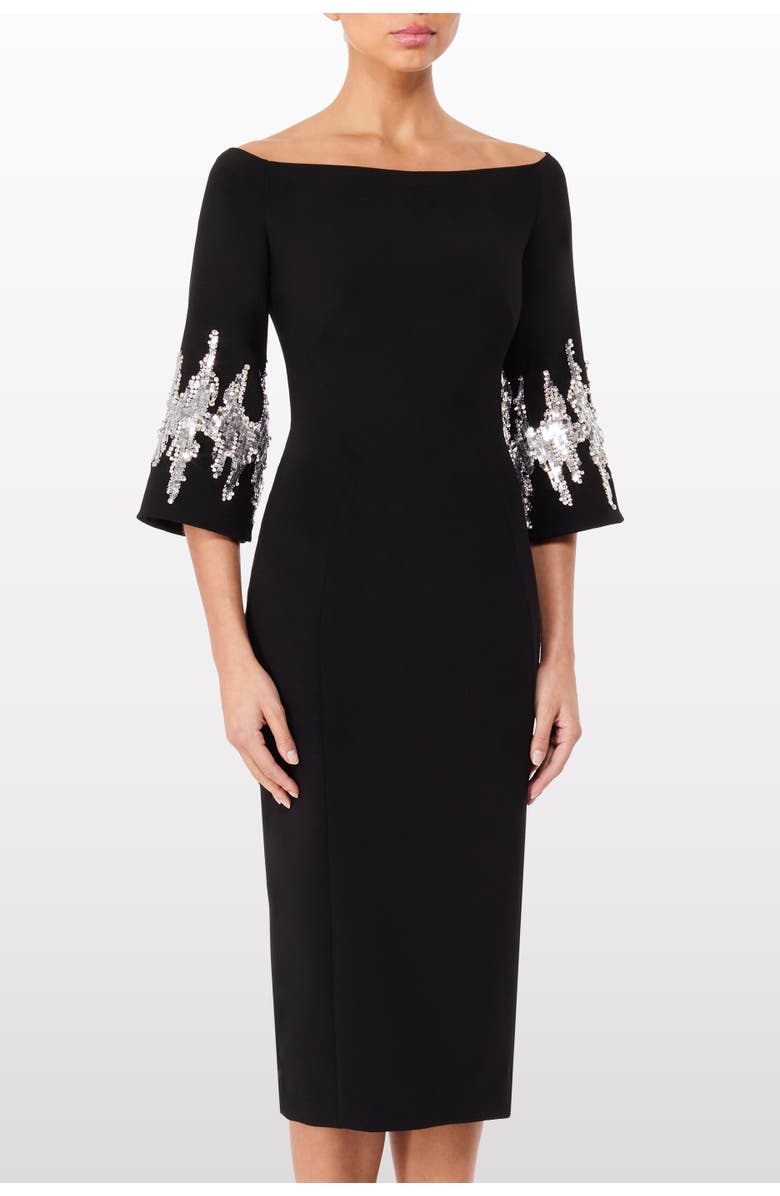 Jenny Packham Aster Sequin-Embellished Midi Dress, Main, color, Liquorice