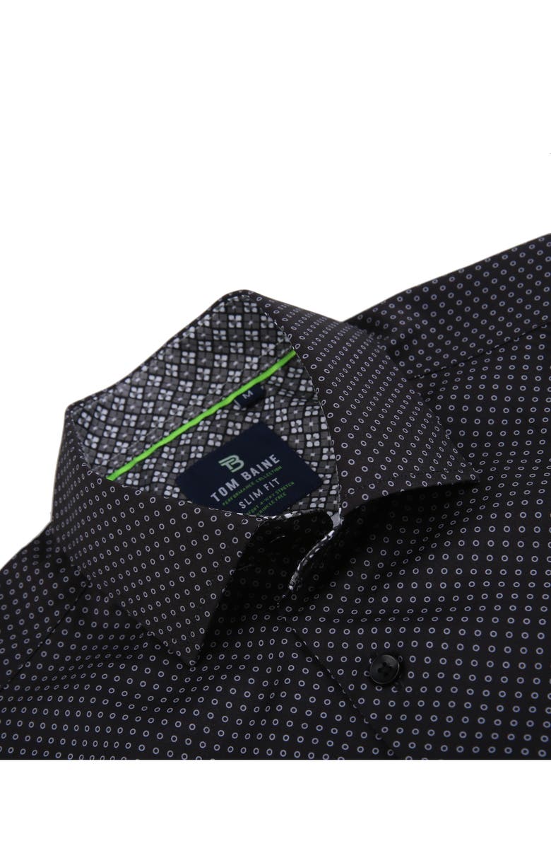 TOM BAINE Slim Fit Performance Short Sleeve Button-Up Shirt, Alternate, color, Black