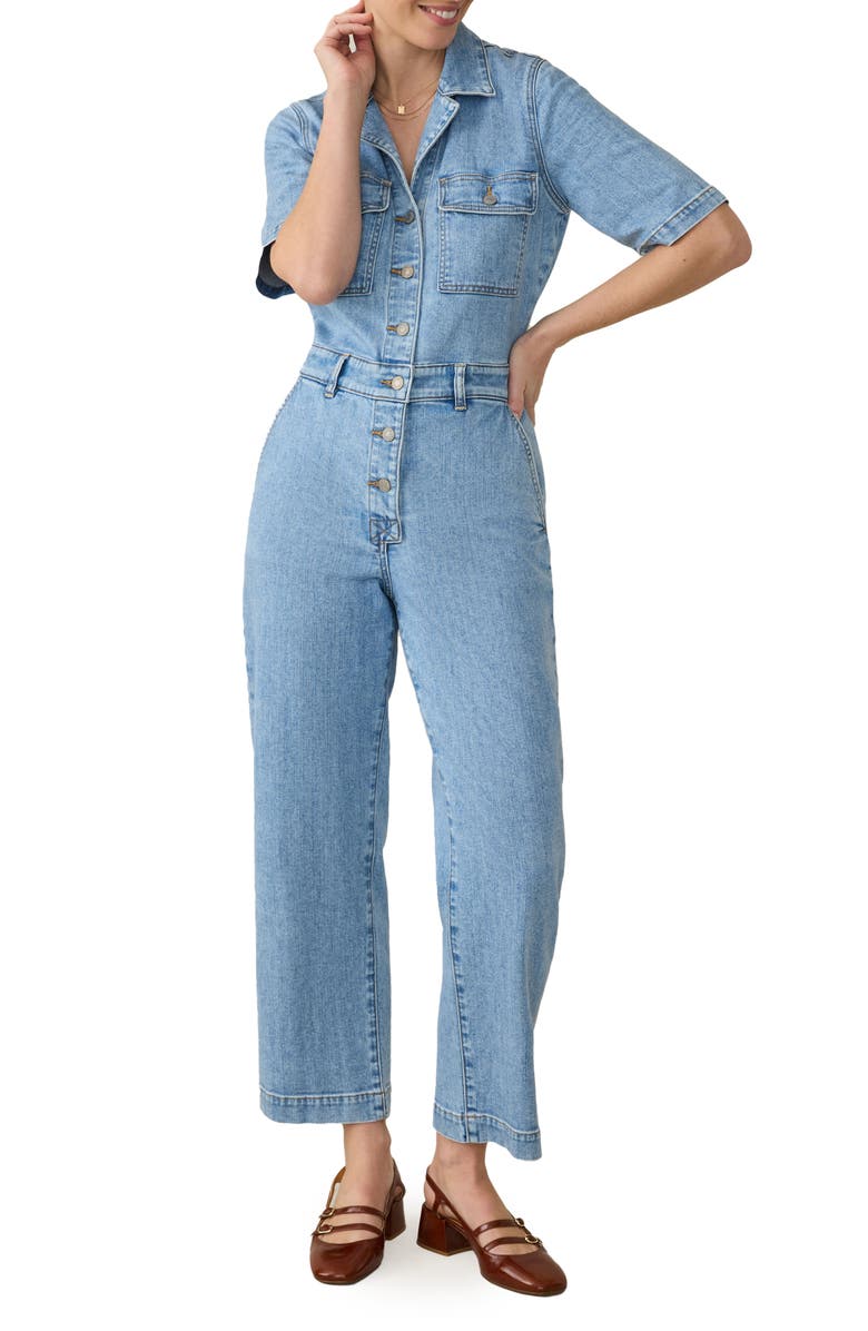 Faherty Michelle Denim Jumpsuit, Main, color, Cloud Light Wash